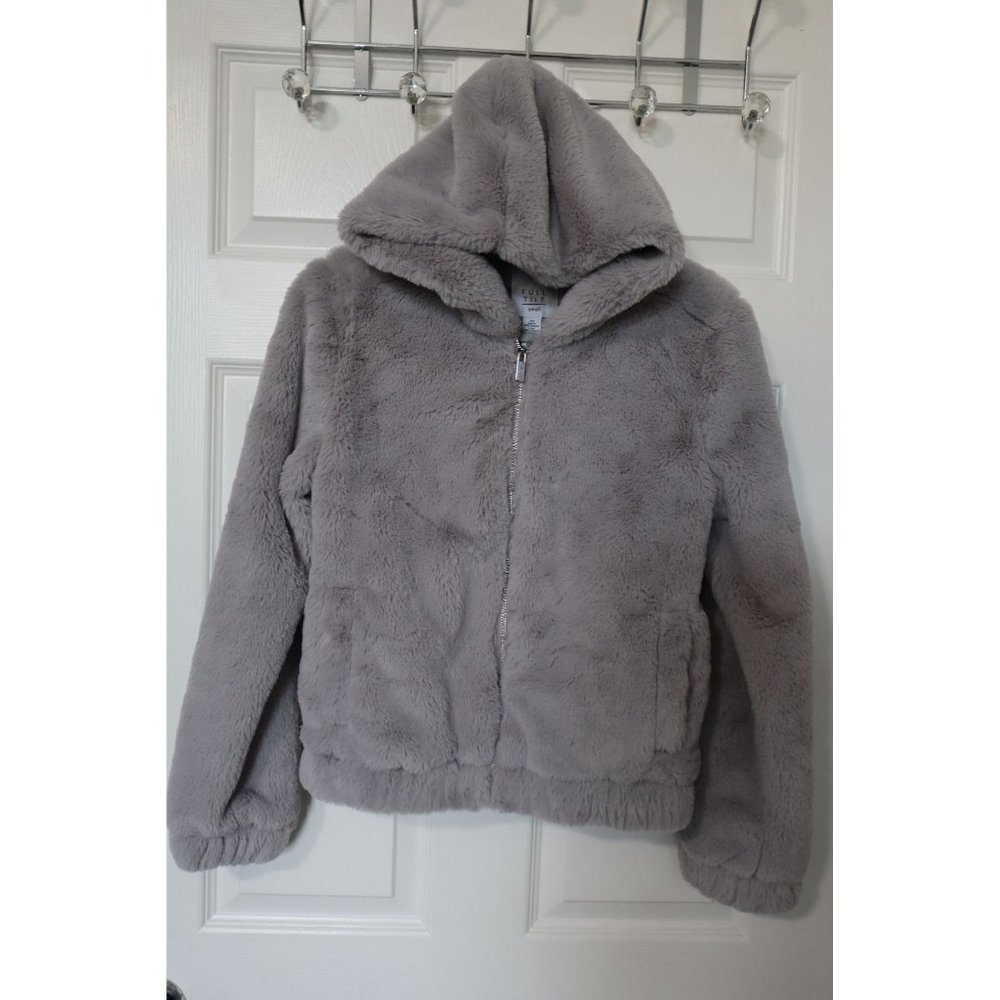 Women's small Full Tilt faux rabbit fur zip up hoody sweater SOFT